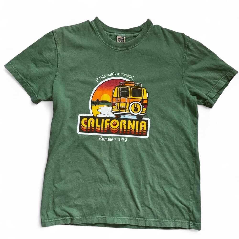 Y2k Fossil Camper Van RV Life California Green T-shirt